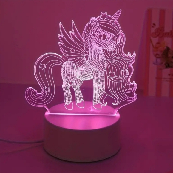 3D Unicorn Night Light - USB Powered, Pink LED with Visual Switch - NWOT - Picture 5 of 7